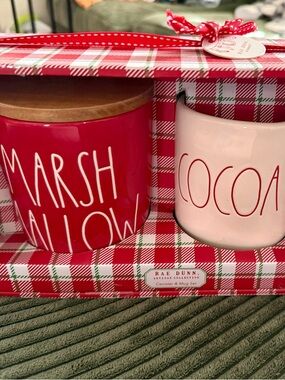 Rae Dunn Red Marshmallow Canister & Cream Cocoa Mug Holiday Set
